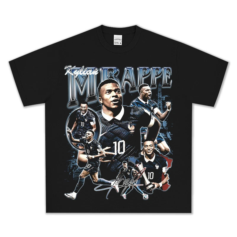 HIGH STREET SOCCER STAR BEDRUCKTES VINTAGE-T-SHIRT | KYLIAN MBAPPÉ V7.3
